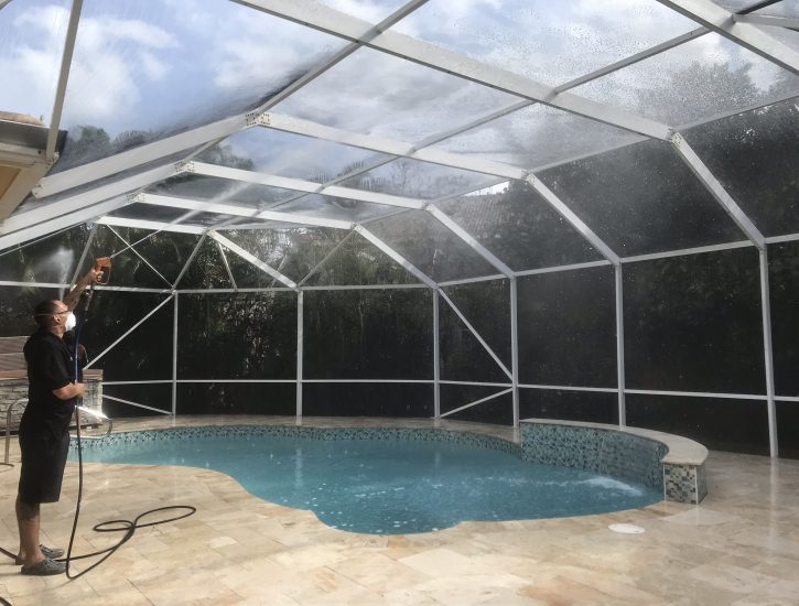 soft washing pool enclosure